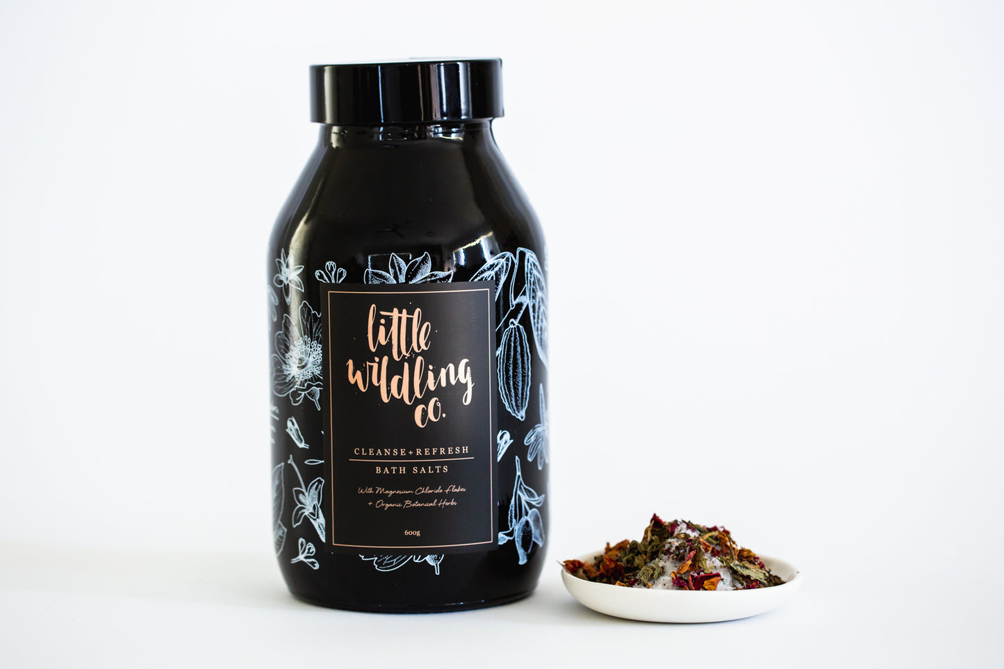 REFILL BAG: Cleanse + Refresh BATH SALTS with Magnesium Chloride flakes + Organic Botanical Herbs - 600g