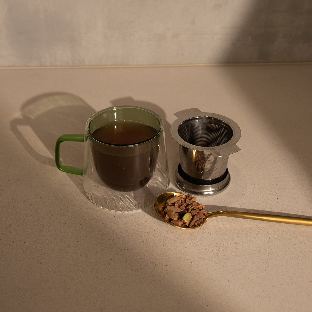 Roasted dandelion root chai with cinnamon and cardamom