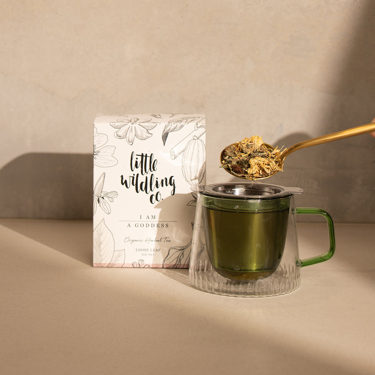 Natural skin glow herbal tea with calendula and dandelion