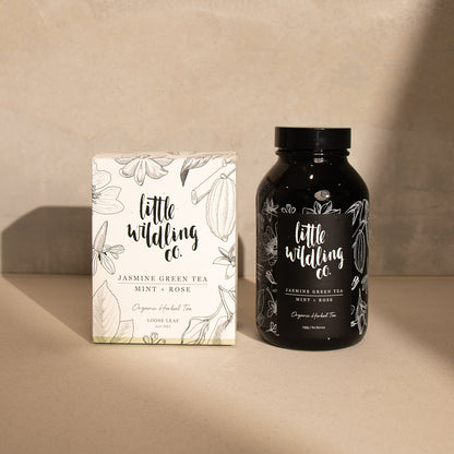 Green tea with rose petals and cooling mint