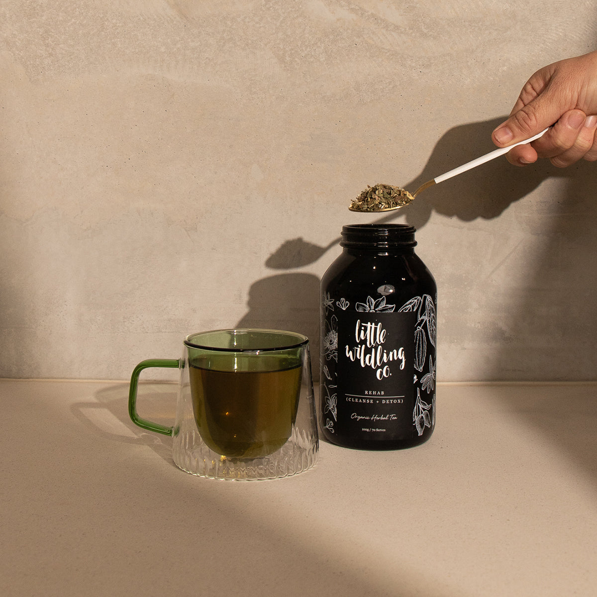 Rehab organic detox tea loose leaf blend in jar