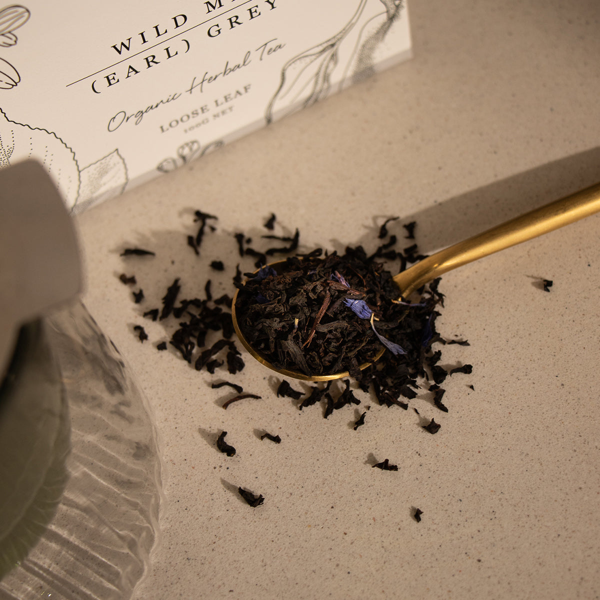 Organic Earl Grey tea with blue cornflowers